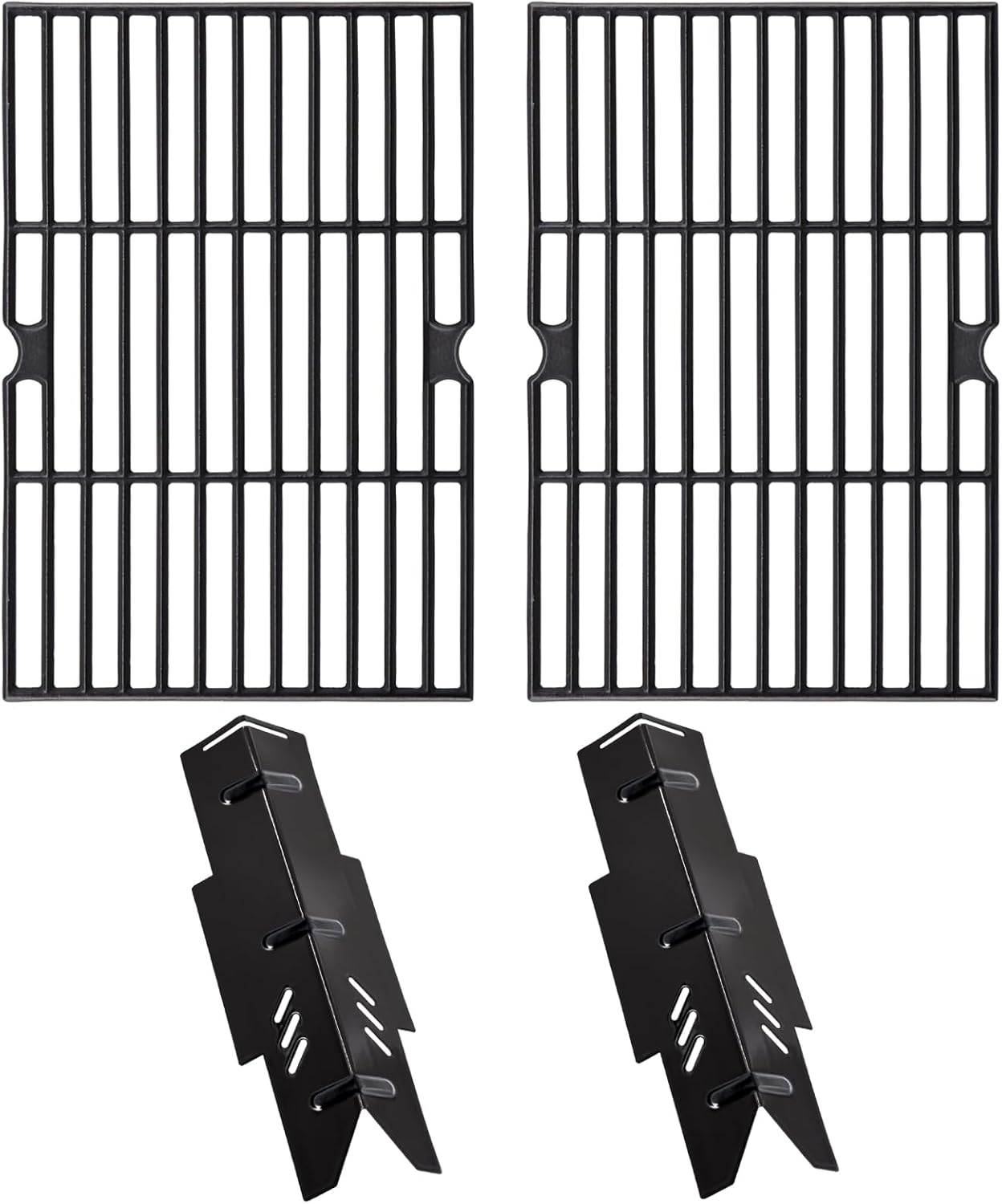 Hiorucet Grill Replacement Parts for Dyna-Glo 2-Burner DGF350CSP, DGF350CSP-D, DGC350CNP-D, DGF350SNP, DGF350SNP-D, 70-01-634, DG1-70-01-634-R, Cast Iron Grill Grate and Porcelain Steel Heat Plate