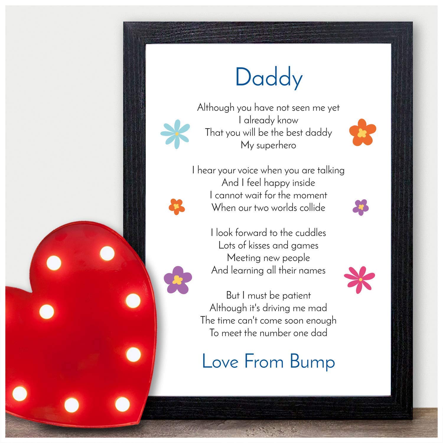 Personalised Christmas Gifts from Bump for Daddy To Be - Bump Gifts for Daddy Birthday Christmas Fathers Day Gifts Presents for Daddy from Bump - A5, A4, A3 Prints and Frames - 18mm Wooden Blocks