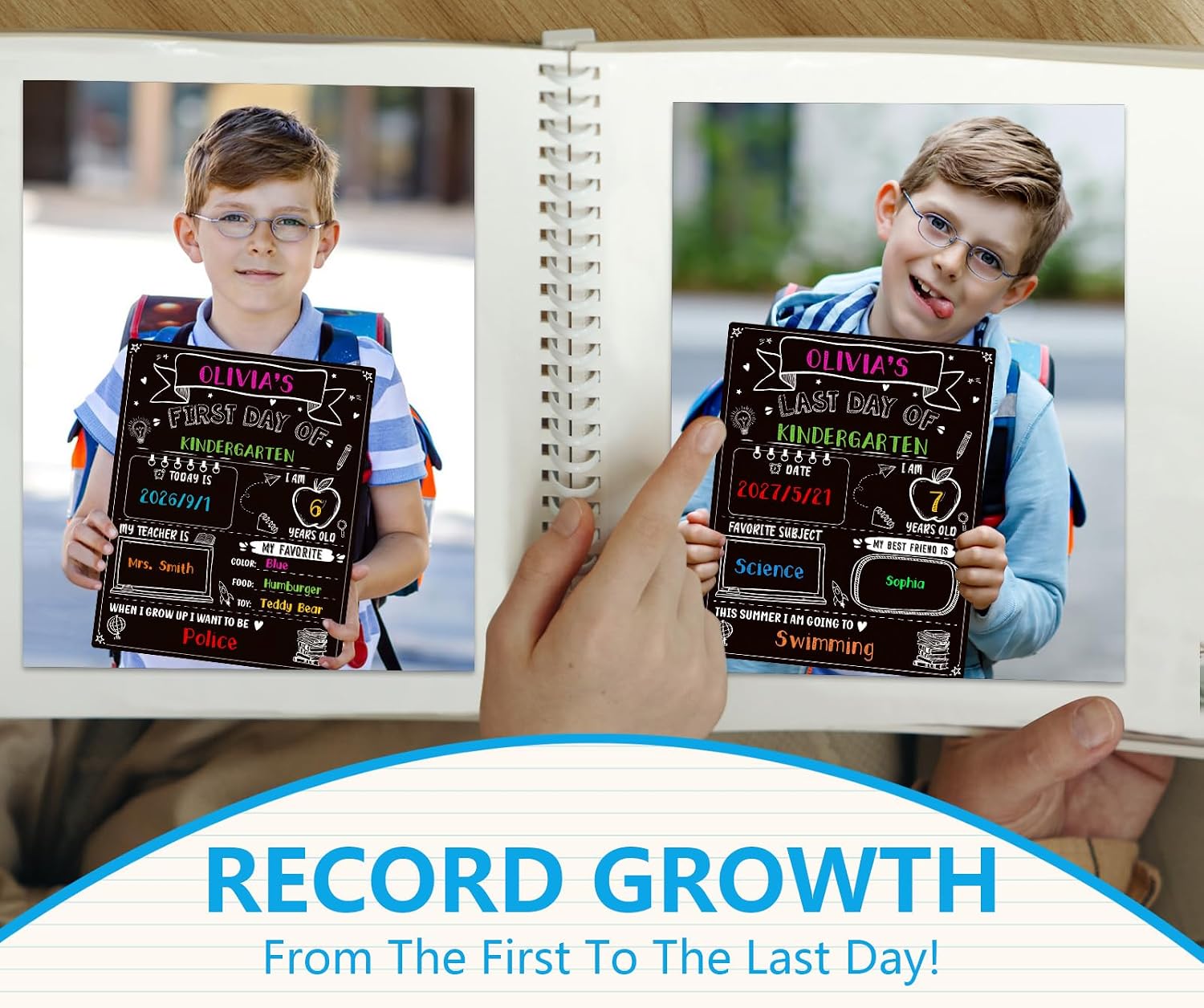First Day of School Board - 9.5"x11.8" Double-Sided Reusable Erasable First Day and Last Day of Preschool Chalkboard Sign Back to School Photo Prop for Kindergarten Teacher Classroom Supplies thumbnail