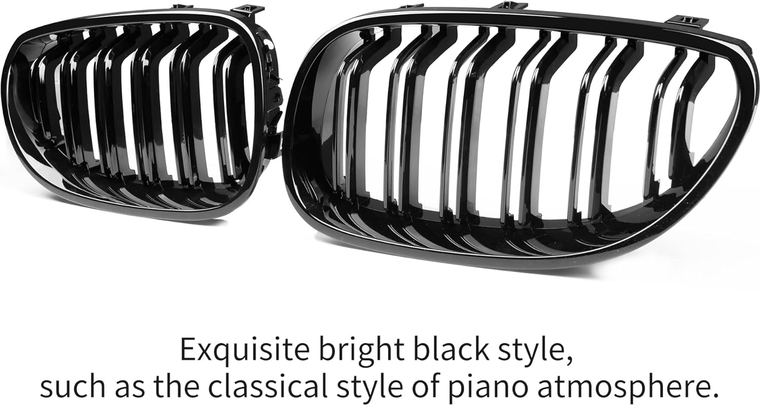 E60 Grille, ABS Front Replacement Kidney Grill for BMW 5 Series E60 E61 Gloss Black