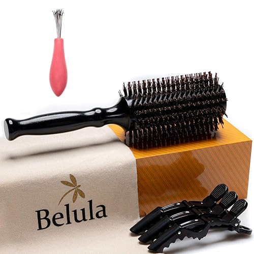 Miniatura 6 de Belula Añadir juego de volumen: cepillo desenredante de cerdas de jabalí y cepillo redondo grande para secar todo tipo de cabello - Restaura el