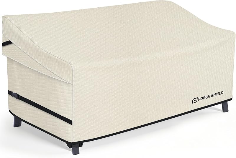 Porch Shield Funda impermeable para sofá para muebles de exterior, funda para sofá de 3 plazas para patio, 77 pulgadas de ancho x 35 de profundidad x 35 de alto, color beige