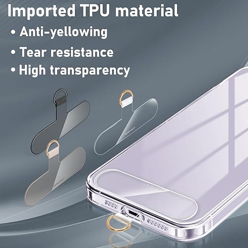 Miniatura 2 de X-Lounge Almohadillas de cordón para teléfono celular, parche de TPU duradero más delgado para teléfono, lengüeta universal transparente sin