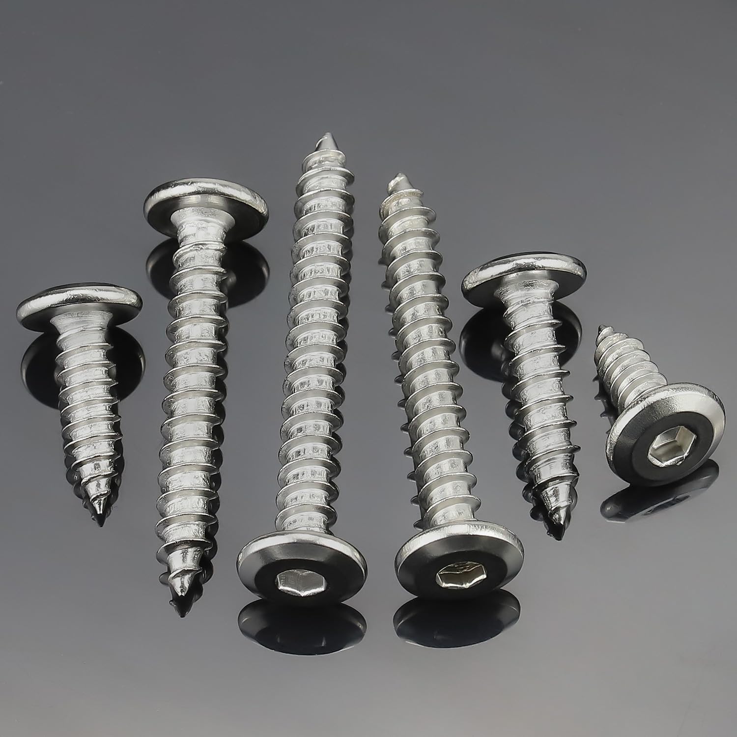 25pcs M6 x 50mm Hex Flat Head Self Tapping Sheet Metal Screws 304 SS