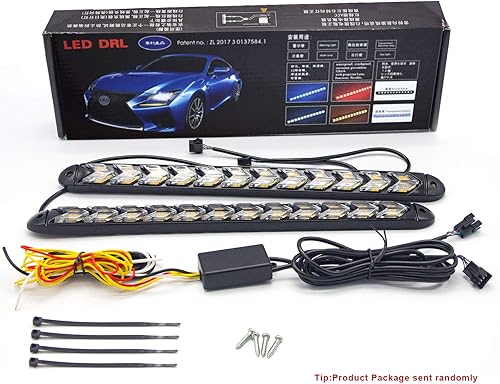 Miniatura 7 de 12 tiras LED de flecha DRL Switchback - Luces de circulación diurna ámbar blanco - Señal de giro secuencial de flujo dinámico de 12 V - LED