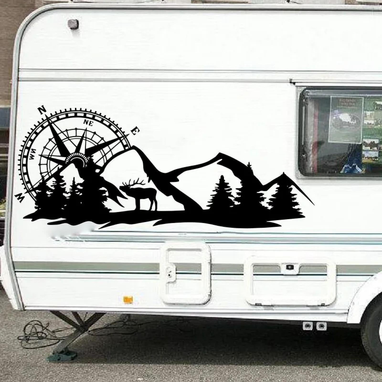 YOUOUSI Mountain Off-Road Vehicle Stickers, campervans, motorhomes, Compass Decals, Camping Forest Exploration Caravan Stickers and Decals