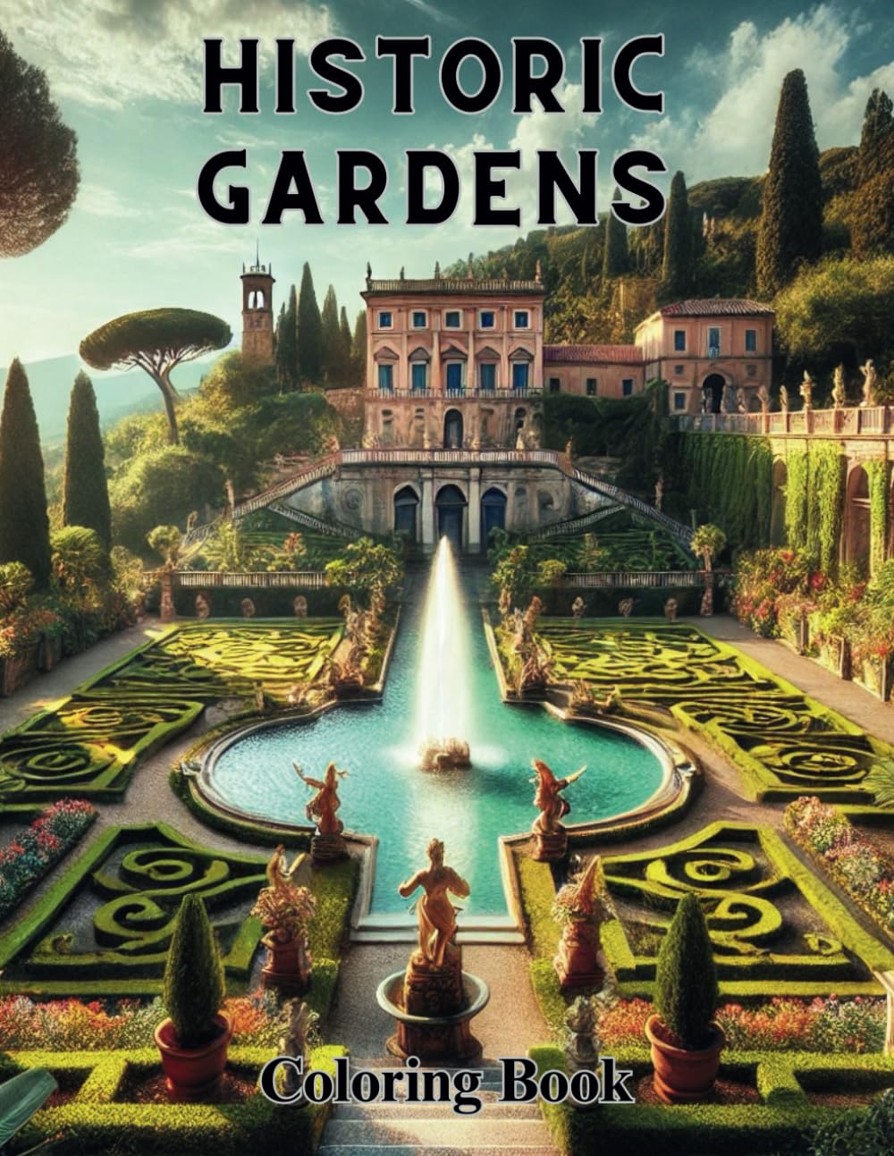 Historic Gardens – Coloring Book for Adults with Illustrations of Famous Gardens: 40 Coloring Motifs Featuring Gardens and Historic Buildings
