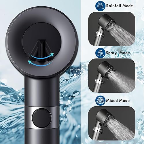 Miniatura 3 de Cabezal de ducha de mano filtrado de alta presión con 4 modos de pulverización, filtro de agua dura para piel y cabello más suaves, interruptor de