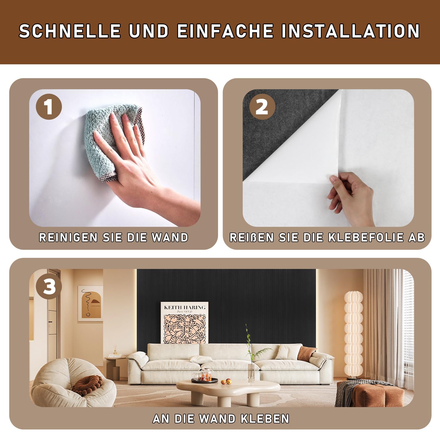4x Akustikpaneele selbstklebend 120x60x0.9 cm Akustikplatten Hohe Dichte Schallschutzplatten für innen Wandverkleidung und Schallschutz,Studio Büro und Home deko,Acoustic Panel Schwarz