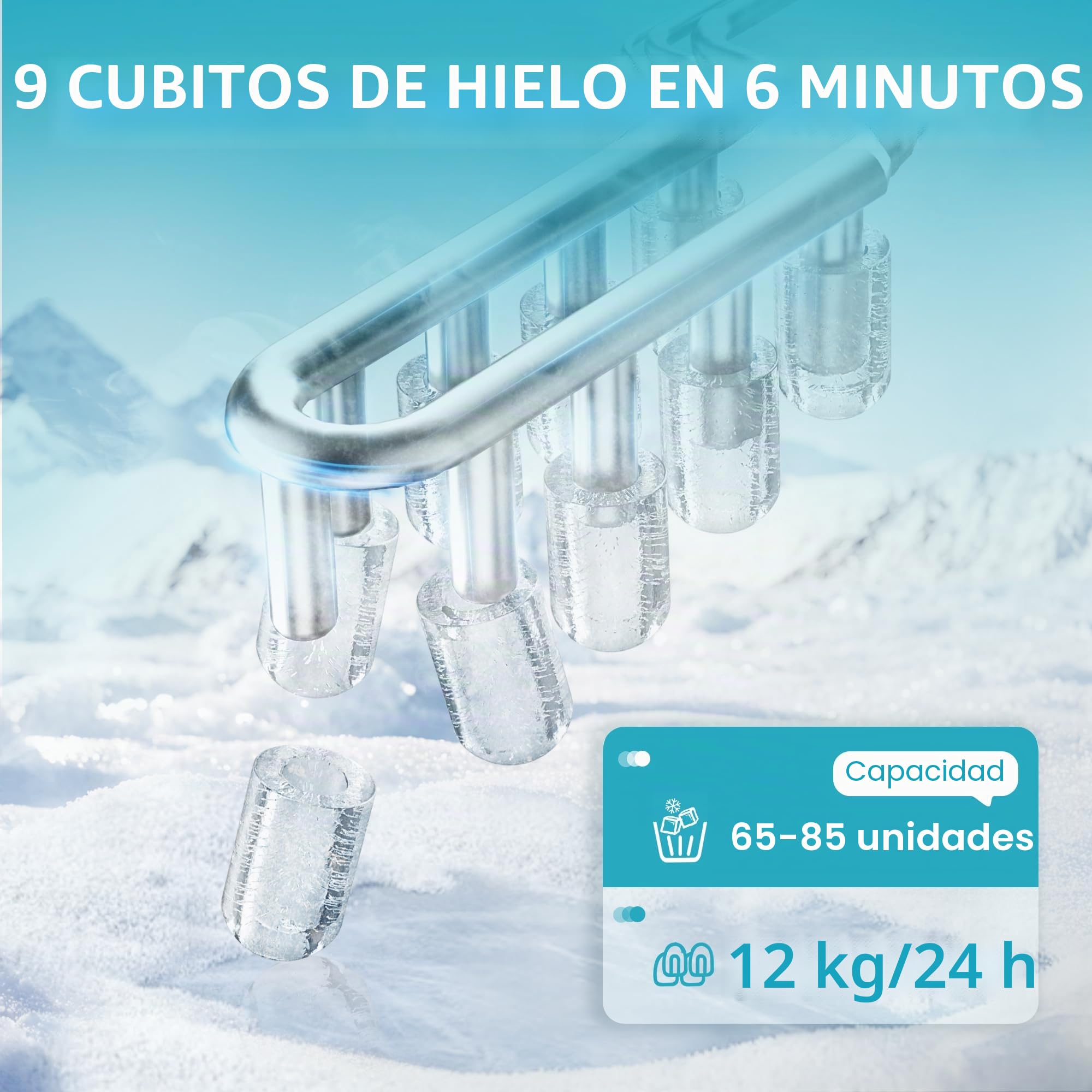 EUHOMY Máquina de cubitos de hielo de acero inoxidable, 24 cubitos de hielo en 13 minutos, 24 kg/24 h, máquina de hielo autolimpiable de 3,2 L con pala de hielo y cesta Gris