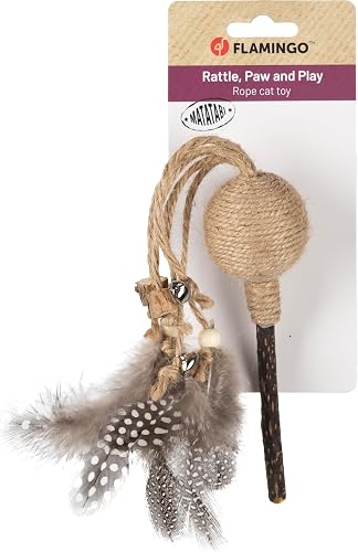 Flamingo Juguetes para Gatos - Palo Yutsa con Pelota marrón