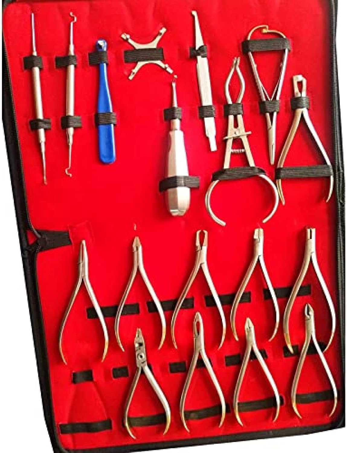 Kieferorthopädisches Werkzeugset Aus Edelstahl, 18-teilig, Mit Drahtendenschneidezange, Bracketentfernungszange, Anziehzange, Rückbiegezange