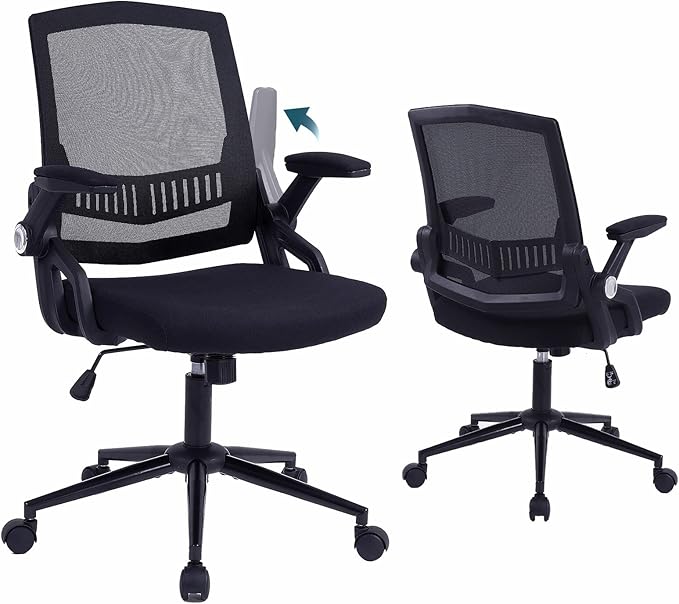 Sedia Ufficio Ergonomica ZIZIS Con Supporto Lombare - Regolabile, Braccioli Pieghevoli E Ruote - Per Casa E Ufficio - Foto 7