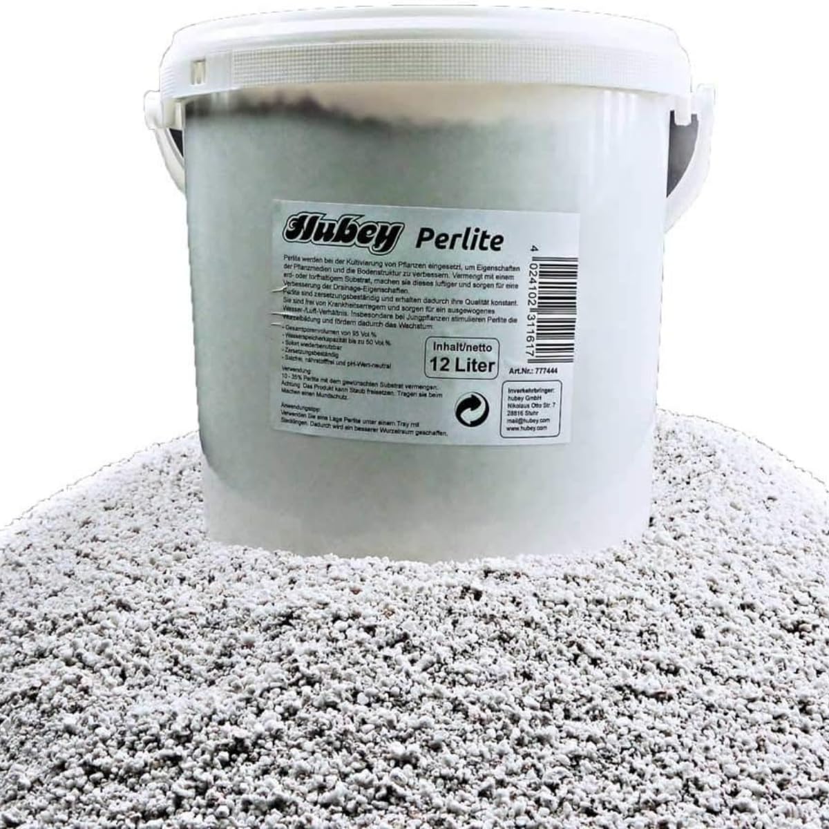hubey Perlite pour Plantes - Système de Drainage - Stockage d'oxygène, Stockage d'humidité - Améliorateur de Sol … (12 Liter)
