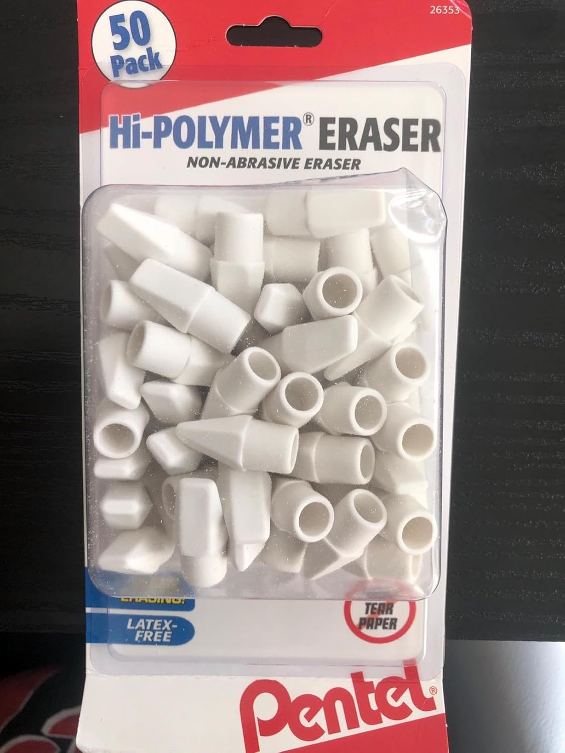 Ticonderoga Erasers, Pencil Shaped, LatexFree, Yellow, 3