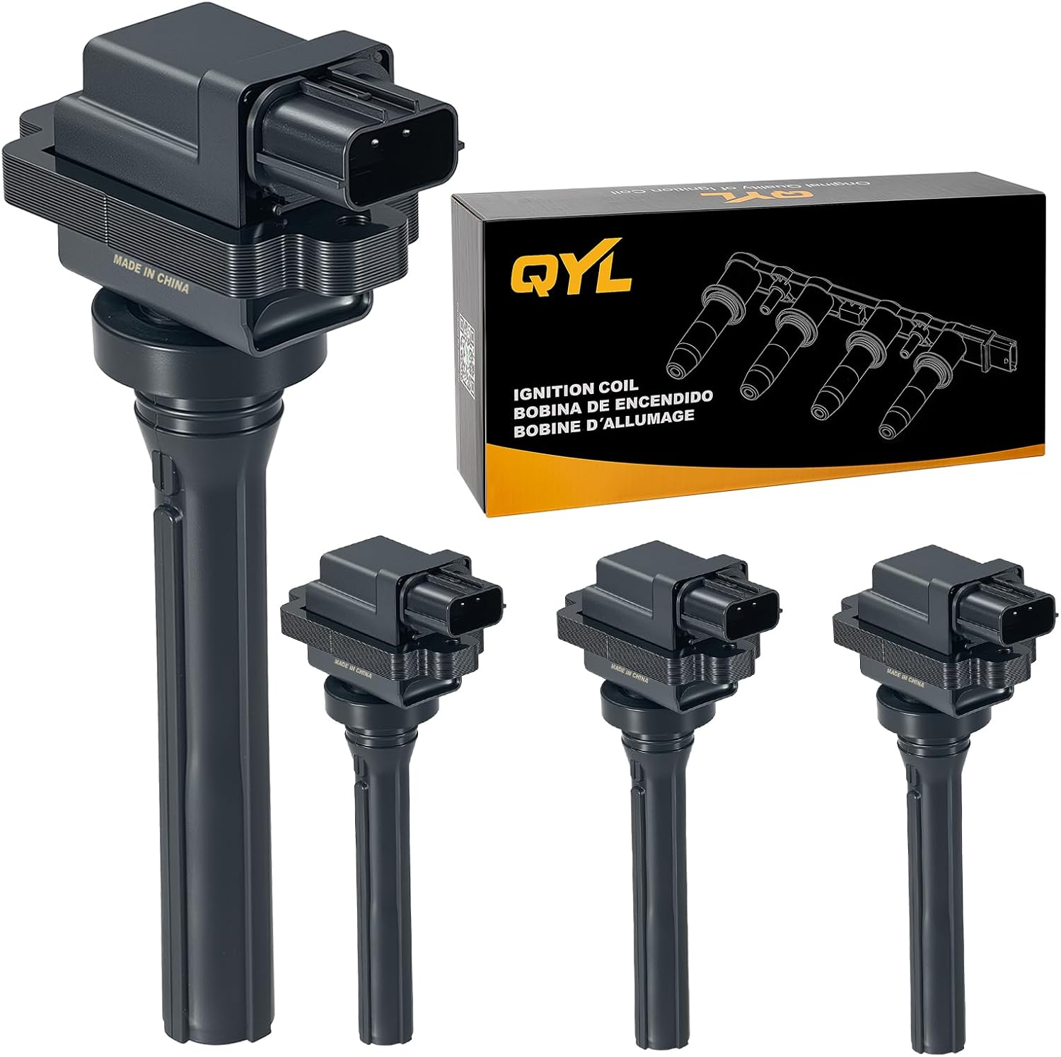 QYL Set of 4 Ignition Coil Pack Compatible with Chevrolet Suzuki Tracker Aerio Esteem Vitara 1999 2000 2001 2002 2003 2004 2005 2006 2007 1.6L 1.8L 2.0L 2.3L Replacement for UF237 88921380 C1159