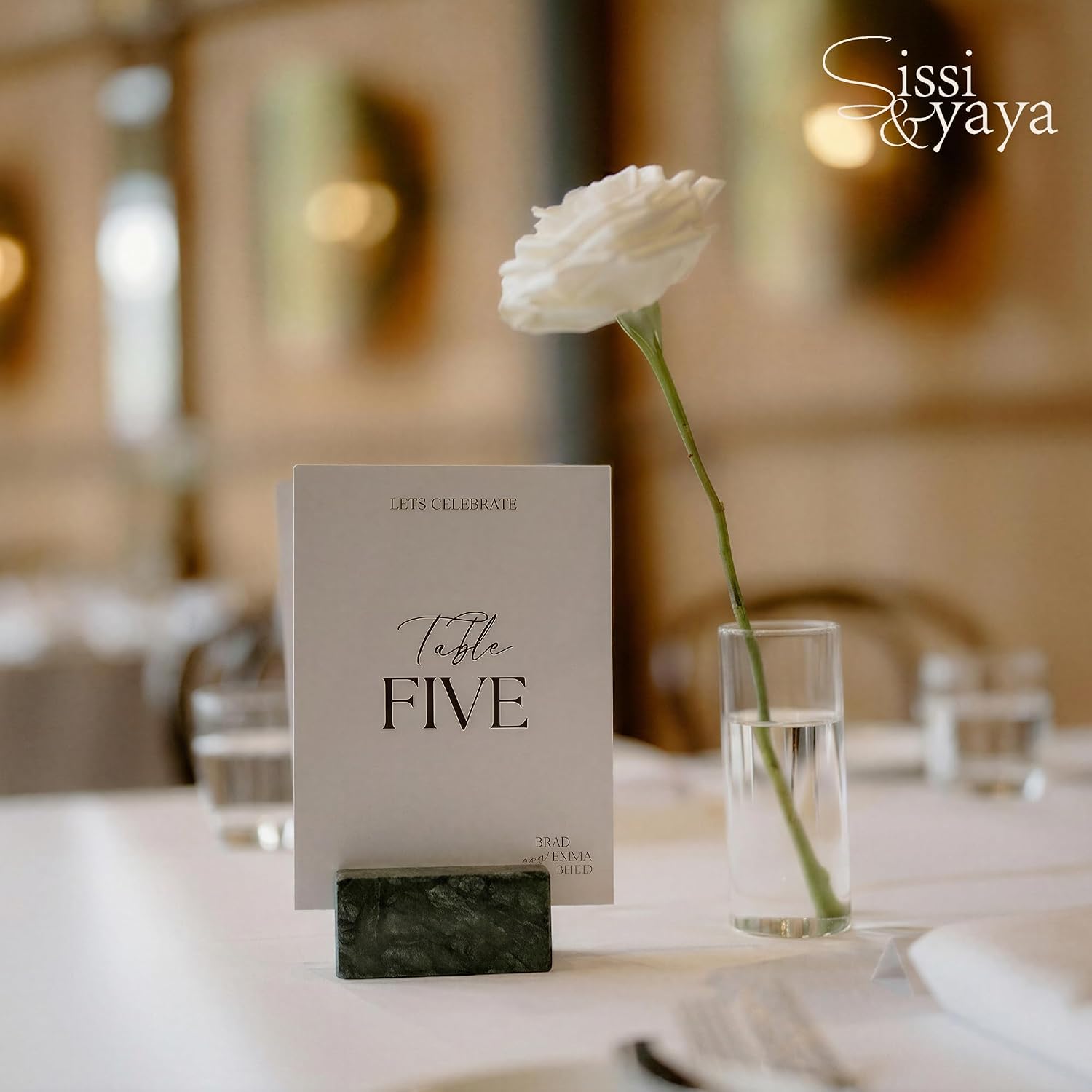 Sissi & yaya Natural Green Marble Place Card Holder - 2.4" Luxury Table Number Stand for Weddings, Restaurants & Events - Unique Stone Name Card - Heavy Duty Minimalist Table Decor (Green) image 2