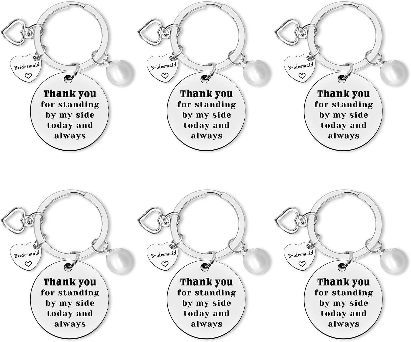 6Pcs Bridesmaid Keyring Set Bridesmaid Gifts from Bride Bridesmaid Keychain Wedding Jewelry for Bridesmaids Thank You Gifts for Best Friends Sister in Law Bachelorette Party Bridesmaid Proposal Gifts
