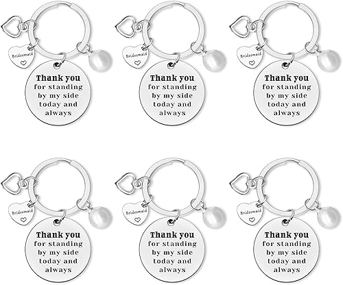 Dabihu 6Pcs Bridesmaid Keychain Set Wedding Gifts from Bride Wedding Jewelry for