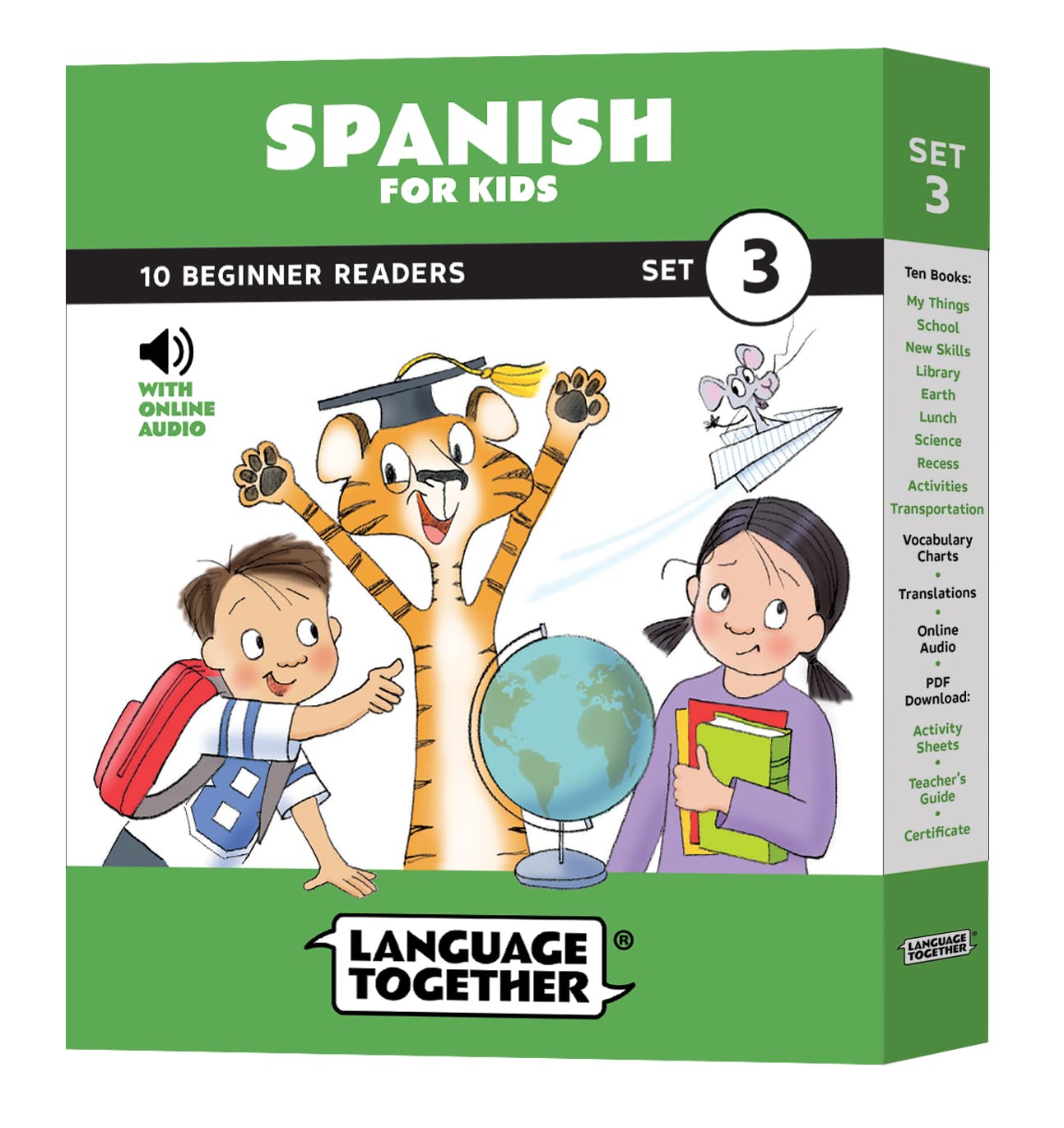 Spanish for Kids Set 3: Beginner Reader Box Set - 10 Readers with Online Audio | School Day Words & More Early Learning in Spanish (Ages 3-8) | Language Together