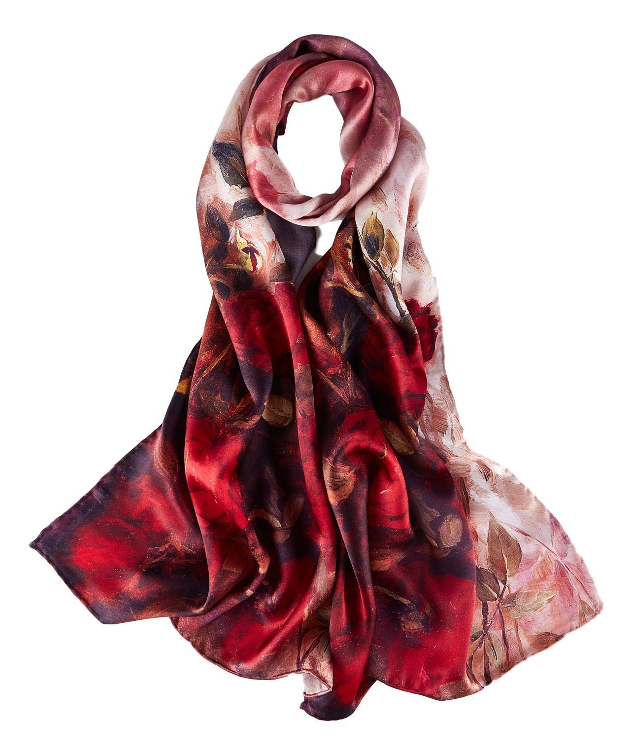 Long Silk Scarf Digitally Printed With Floral Print