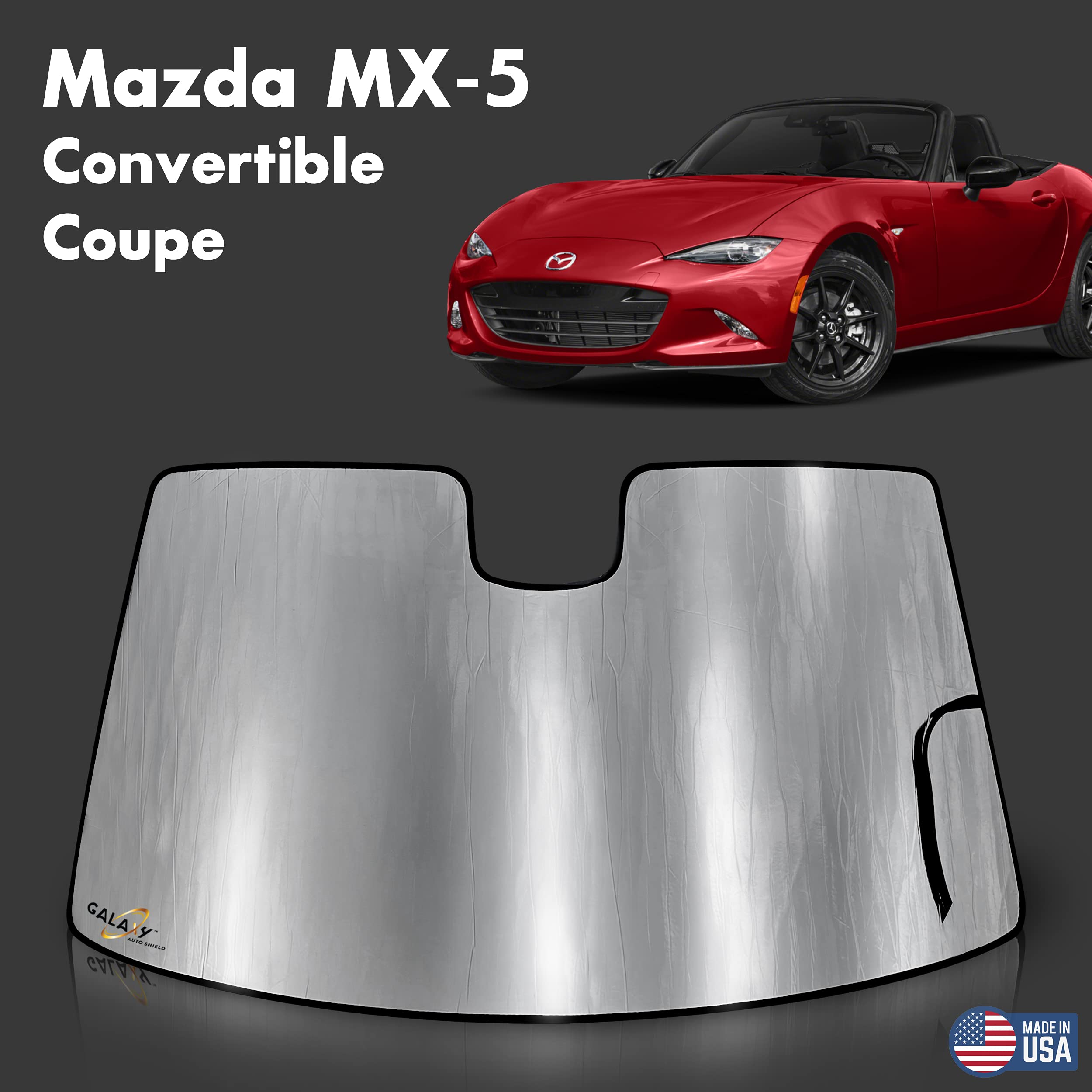 Custom Fit Windshield Sun Shade for 2016 2017 2018 2019 2020 2021 2022 2023 2024 Mazda MX-5 MX5 Miata Coupe, Convertible, Insulated Window Sunshade Privacy Accessories Blockout UV Reflector Protection