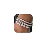 3Pcs Chain Bracelets for Men&comma; 316L Stainless Steel Figaro Rope Cuban Link Bracelet for Men Women 14K Gold&sol;Silver&comma; Gifts for Dad Husband 6&period;5&sol;7&sol;7&period;5&sol;8&period;3&sol;9 Inches