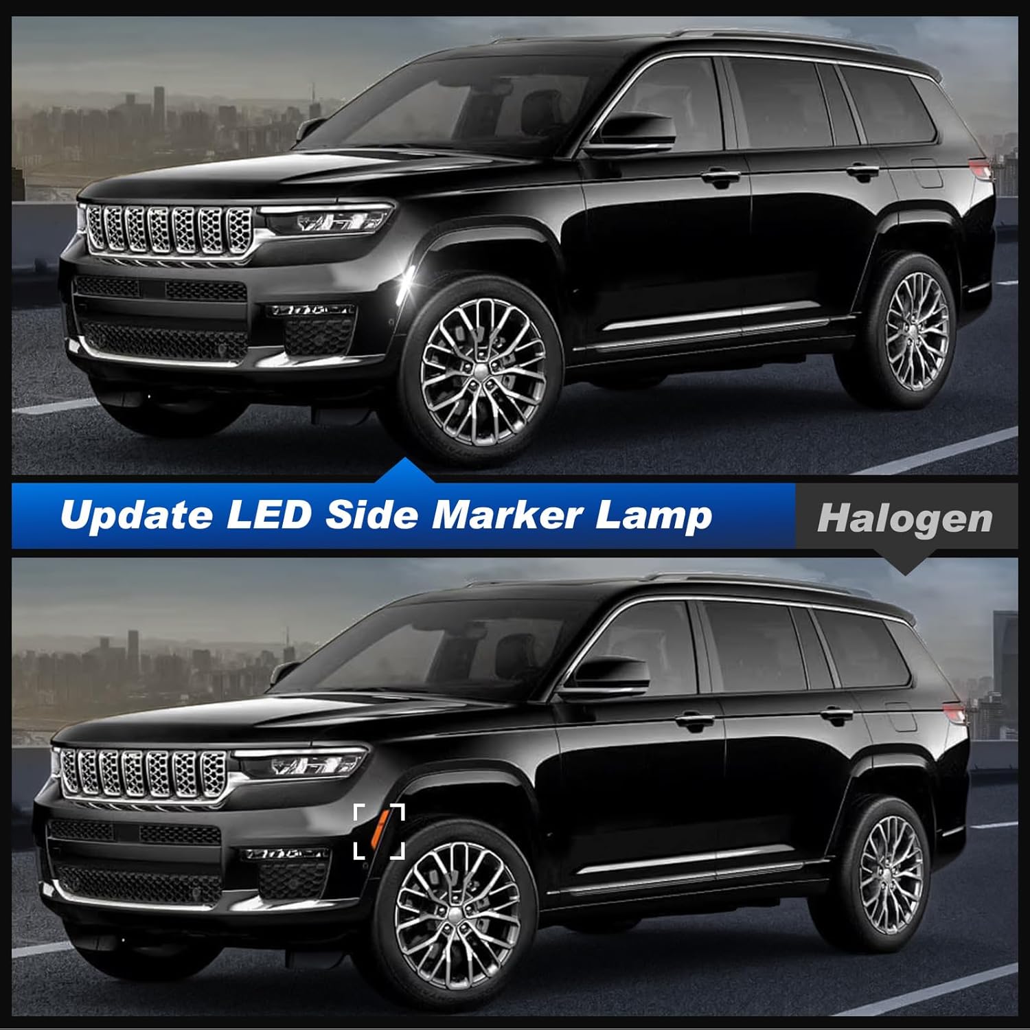 LED Side Marker Lights Compatible with 2021-2025 Grand Cherokee All Models, Front Bumper Clearance Light Parking Light, High Power SMD LED White Light, Smoked Len
