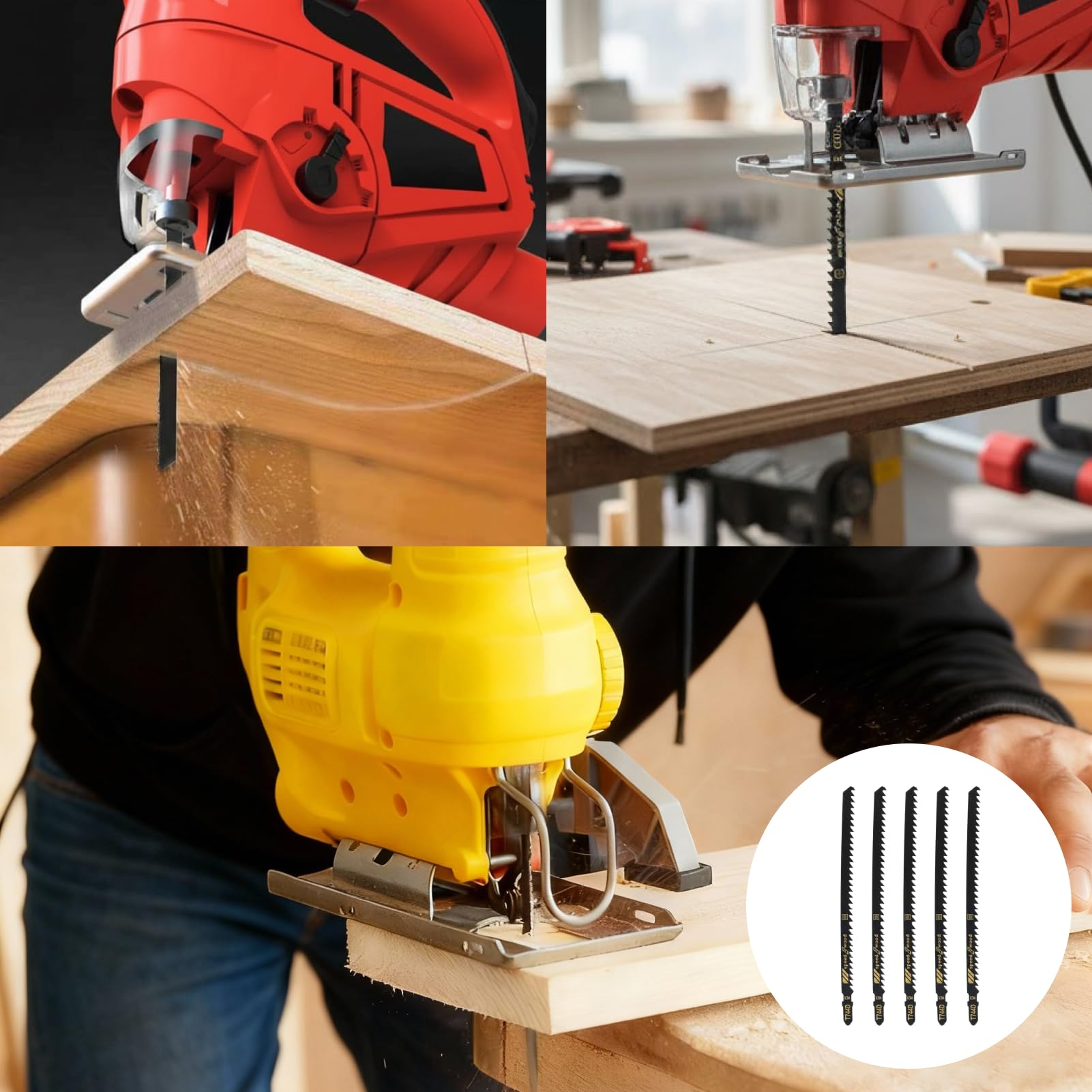 Set di 5 lame per seghetto alternativo T744D, lunghezza 180 mm, per legno e metallo, lame per sega a T, taglio rapido, lame lunghe per seghetto alternativo, compatibili con Bosch, Makita, DeWalt