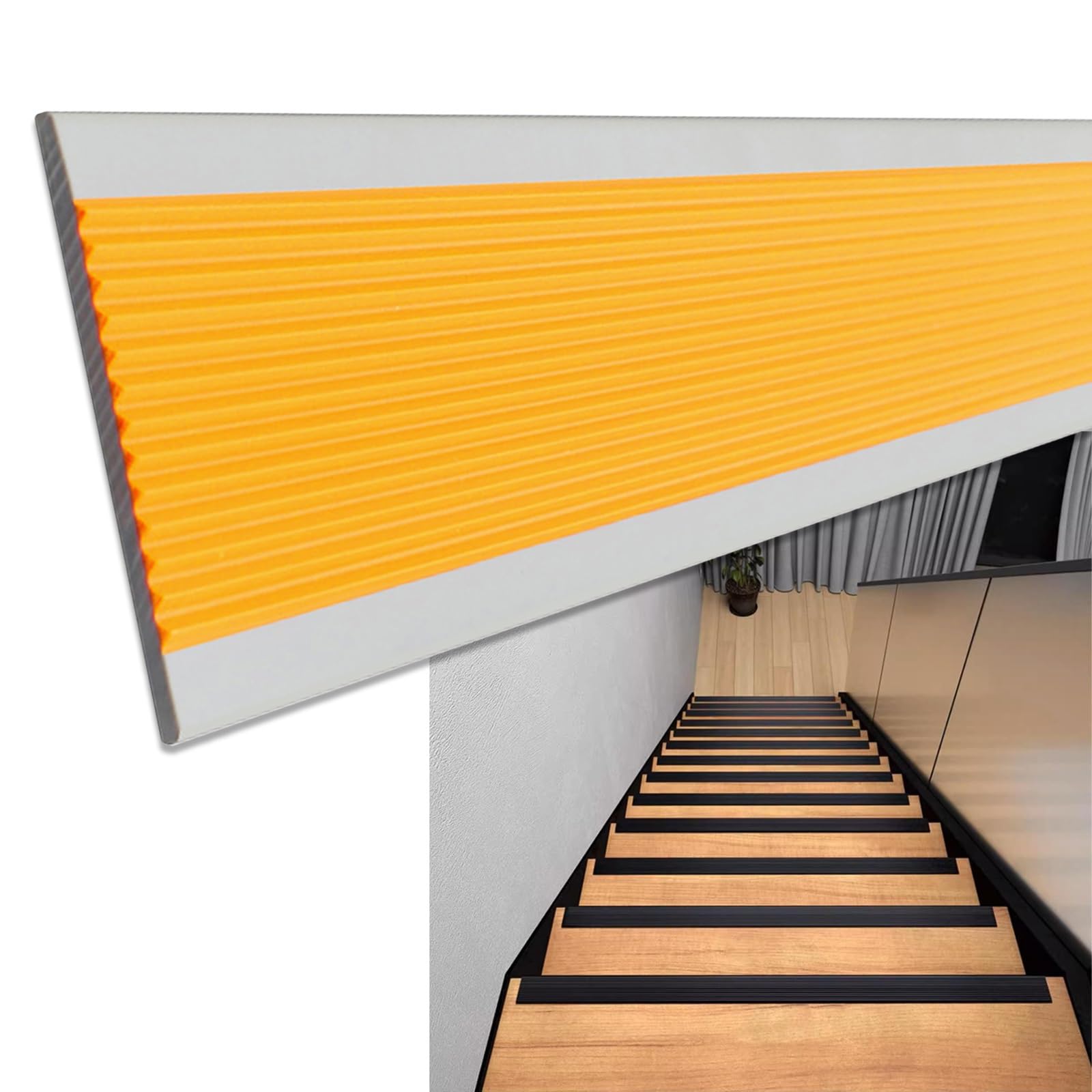 Strisce Antiscivolo Gomma Autoadesiva 5m/10m×60mm×3mm Bordo della Scale Strisce Adesive Antiscivolo, Multilorato, Antiscivolo, Impermeabili, Flessibile per Rampa, Bagno, Cucina