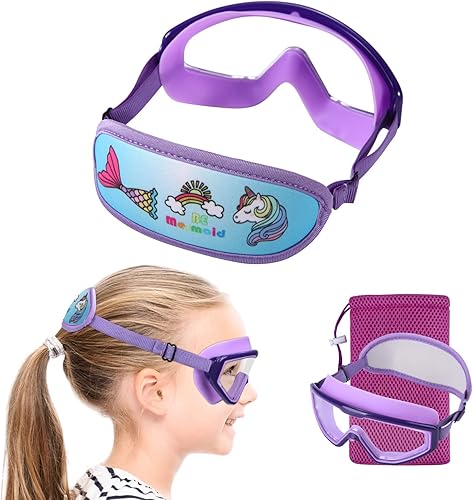 Kids Goggles Swimming 4-7,Kids Goggles Fabric Strap,Wide View Swimming Goggles for Toddler