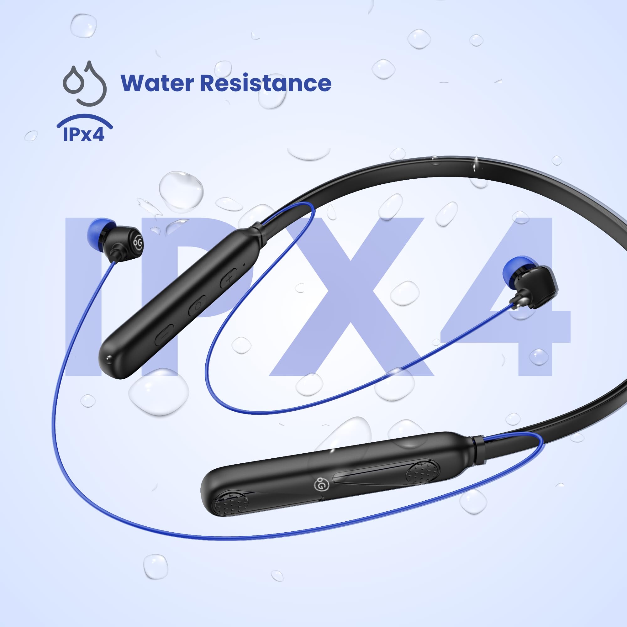 OOGE Tune 8 Neckband Bluetooth Headphones, 30H Playtime, Hi-Fi Bass, Magnetic Eartips, IPX4 Sweat Resistant, Type-C Fast Charging, Sound Pulse Mic (Azure Blue) 1