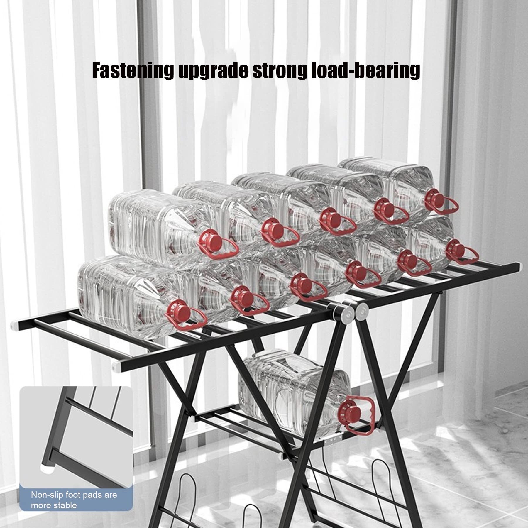 Faltbarer Wäscheständer, 2-stufiger Wäscheständer, höhenverstellbare Flügelflügel, Edelstahl, großes faltbares Design für einfache Lagerung, 1,3 m