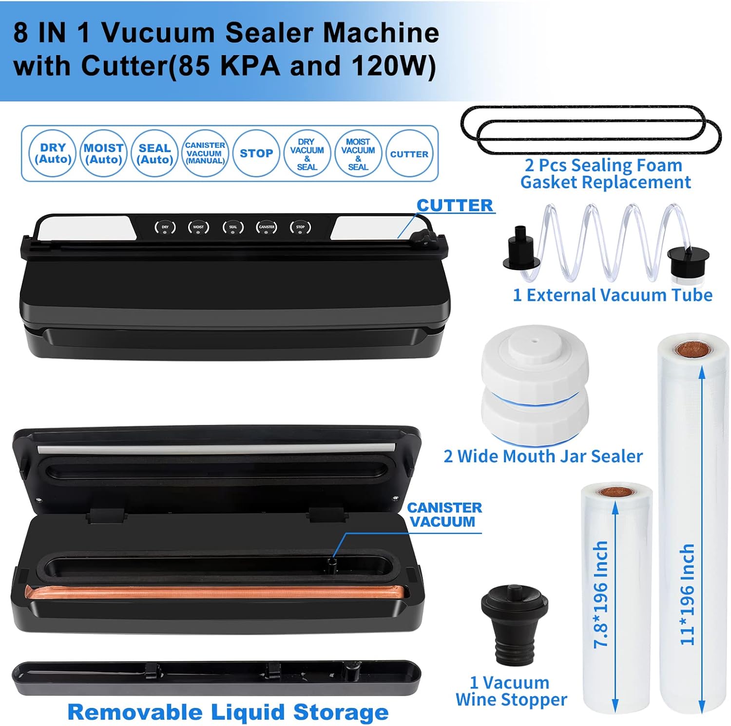 Buy Food Vacuum Sealer Machine,Automatic Food Vacuum Sealer 85KPA 8IN