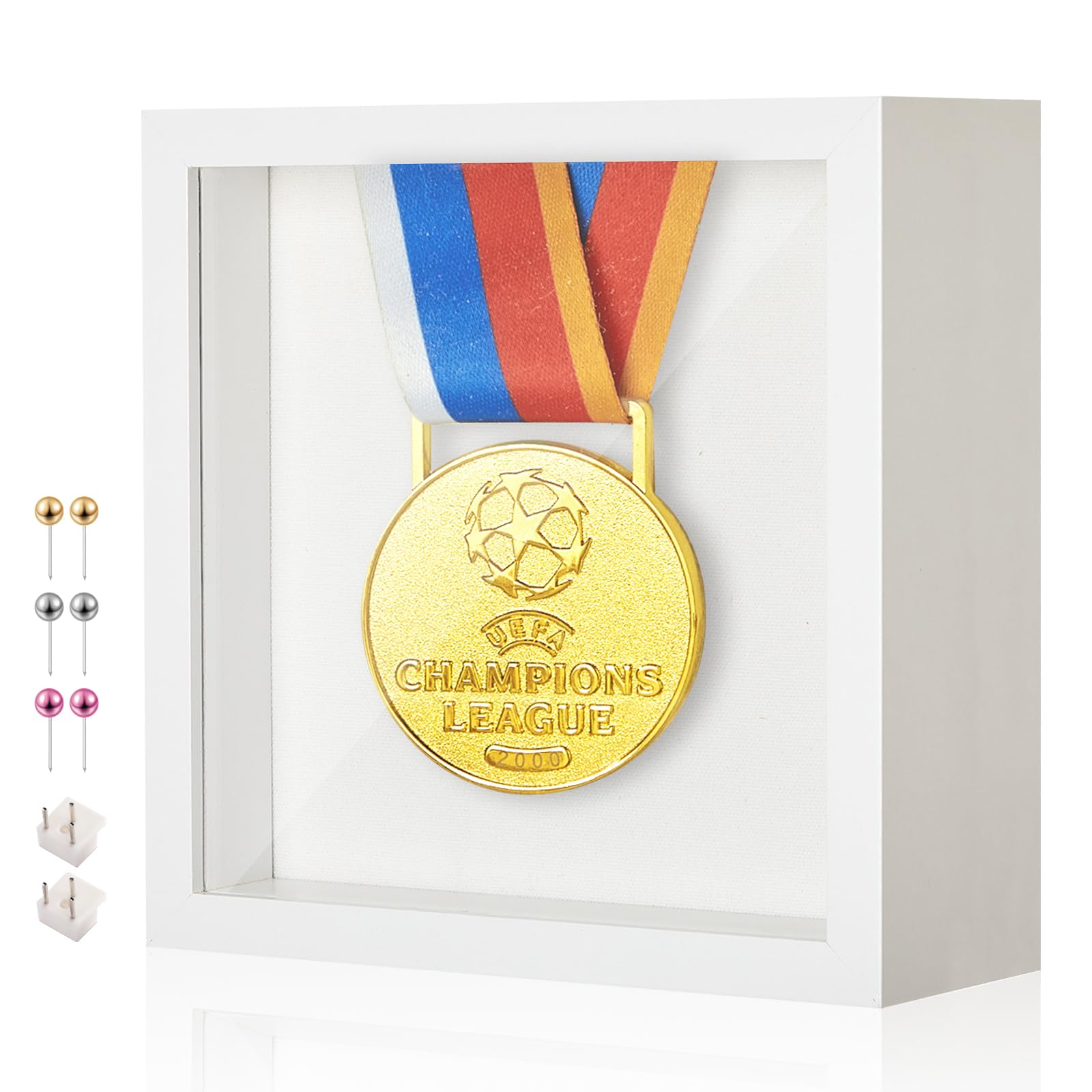 MGLIFEUL 5x5 Mini Shadow Box Frame with Shatterproof Clear Glass & Push Pin