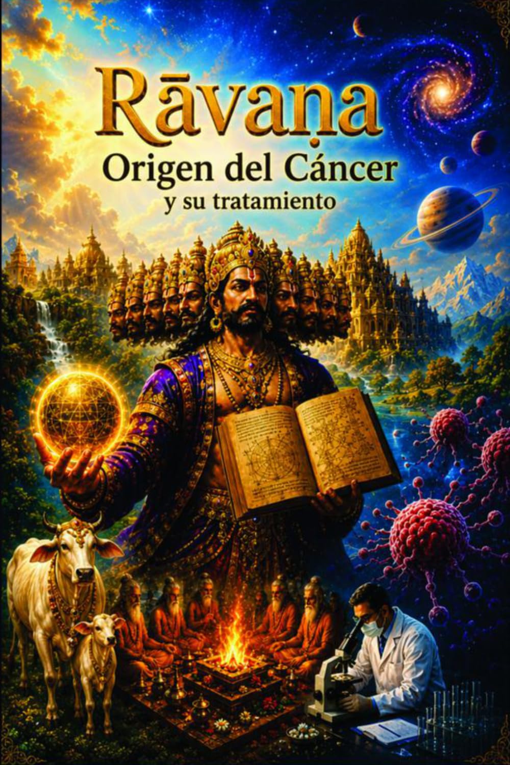 Rāvaṇa, Origen del Cáncer y su Tratamiento: rāvaṇaḥ ca prācīnamūlajananaṃ karkaṭarogasya tasya upacāraś ca