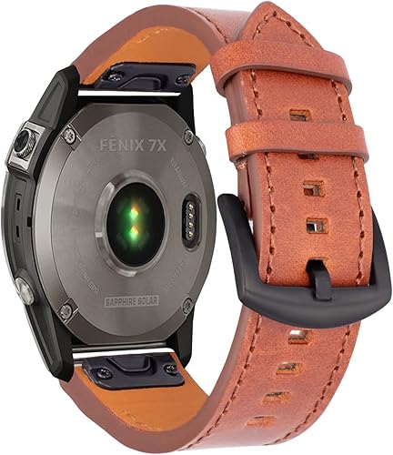 Miniatura 2 de Quickfit - Correa de reloj para Garmin Fenix 8 de 1.196 pulgadas, Fenix 7X/Fenix 6X/Fenix 5X, correa de repuesto de cuero genuino de 0.96 pulgadas