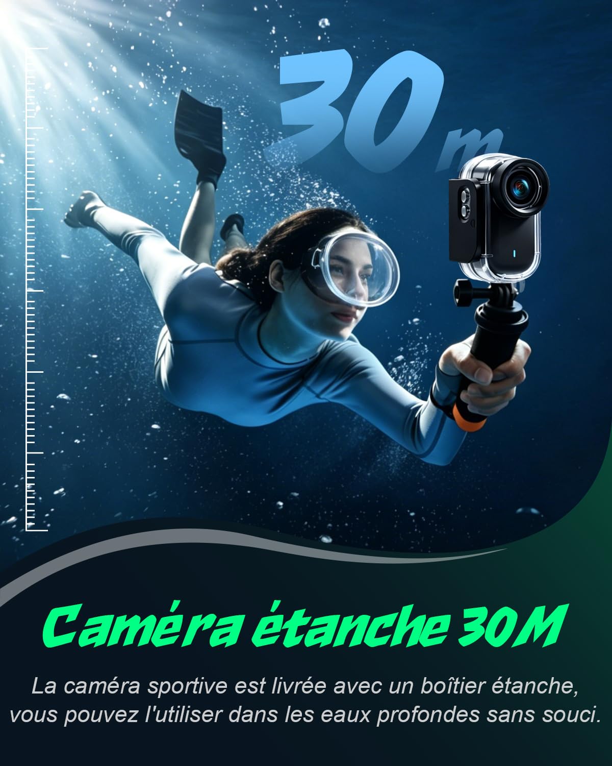 Mini Caméra Sport 4K, 32GB Action Cam WiFi, 150° Portable Caméra Corporelle