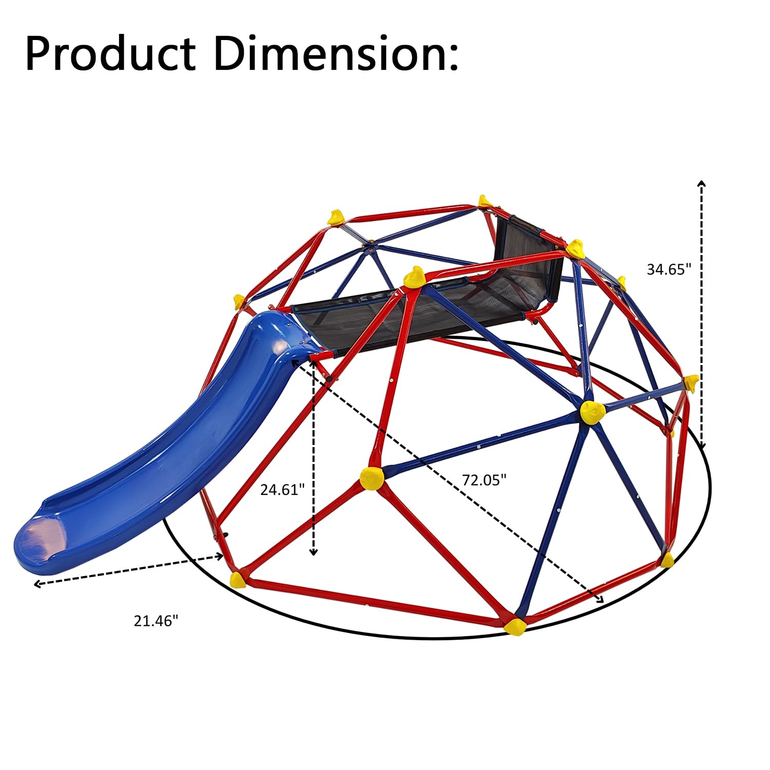 Climbing Dome with Slide,6FT Jungle Gym Monkey Bar for Backyard,Dome Climber with 1.2m Slide,Outdoor Playground Climbing Dome with Slide,for 3+ Boys Girls Toddlers Backyard Gift Present