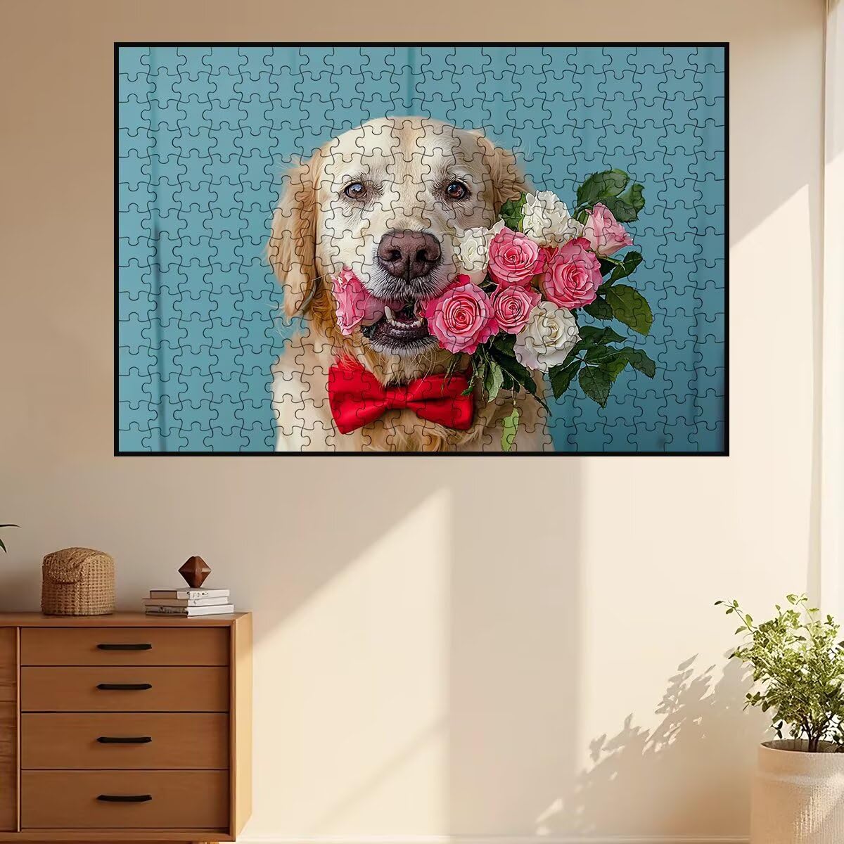 Puzzle 1500 sztuk różowe drewniane puzzle pies klasyczne wyzwanie puzzle dla całej rodziny zabawki puzzle litery na plecach oryginalne prezenty dla mężczyzn dekoracja -2389