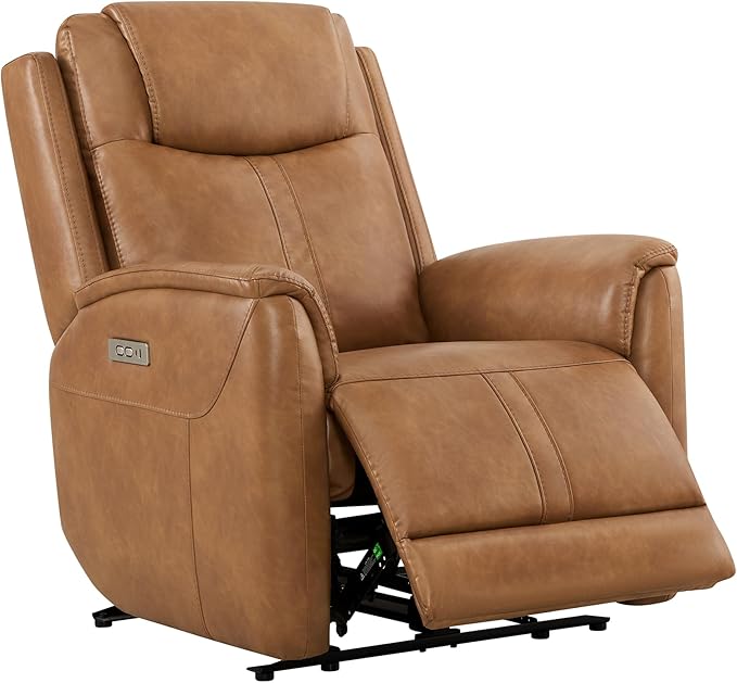 CHITA Super Zero Gravity Power Recliner Chair for Adults, Electric Faux Leather Recliner with USB & Type-C Charging Ports for Living Room, Bedroom & Home Theater Relaxation, Camel