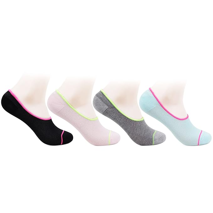 Bonjour Women's No Show Cotton Socks (Pack Of 4) (BROFL20PO4