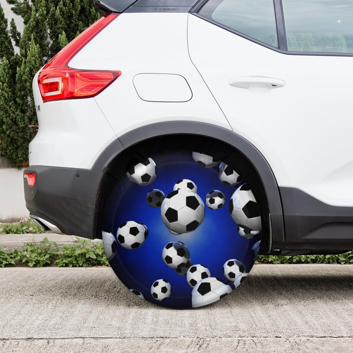 Football Exciting Tire Covers Portable Spare Tire Cover Soft Durable Waterproof Dustproof Set of 4 Bags 15 Inches for Car Truck SUV Trailer Camper