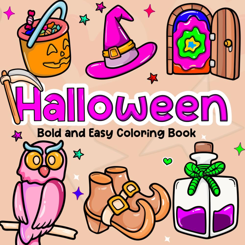 Halloween Coloring Book: Bold and Simple Designs for Adults and Kids featuring Spooky and Fun Pages and Awesome Gift
