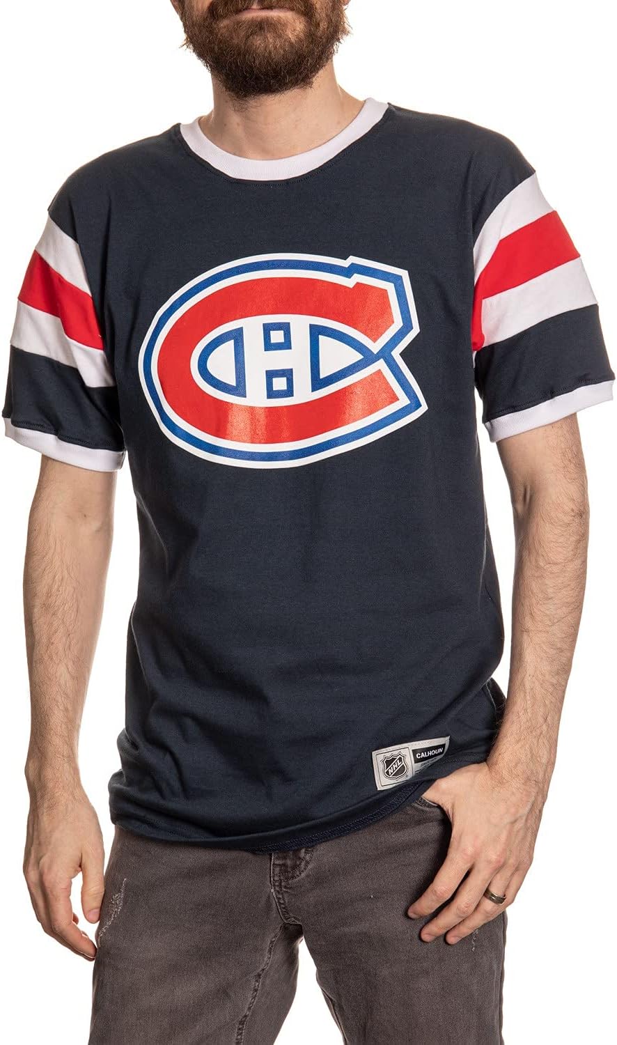Calhoun NHL Surf & Skate Mens Shoulder Stripe Varsity Inset Sleeve Retro Style T-Shirt – The Coastal Collection