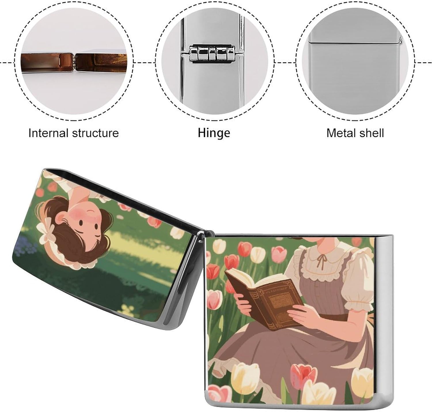 Vintage Reading Women Mental Lighter Case Cover for Adult image 5