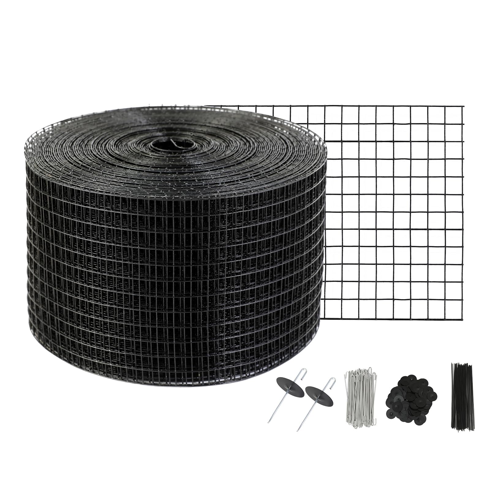 VEVOR 8in x 98ft Solar Panel Bird Guard, PVC Coated Wire Mesh Roll Kit with 100pcs Fasteners,Critter Fence,Pigeon Proofing, Black