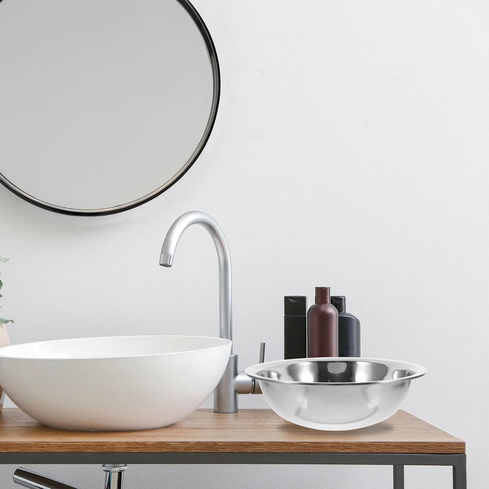 Lavabo Portátil de Acero Inoxidable para Lavar los Pies Cara, Diseño Multifuncional y Elegante 29 Cm de Diámetro, Adecuado para Viajes y Uso Diario