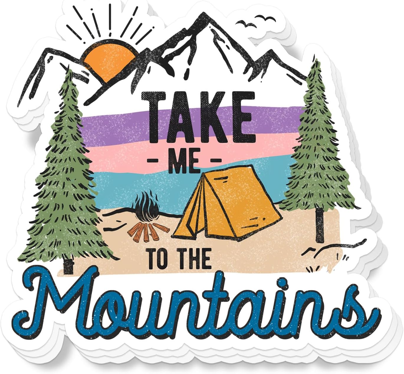 (3Pcs) Take Me to The Mountains Sticker 3'' Hiking Adventure Waterproof Decal for Laptop, Water Bottle, Camper, Journal