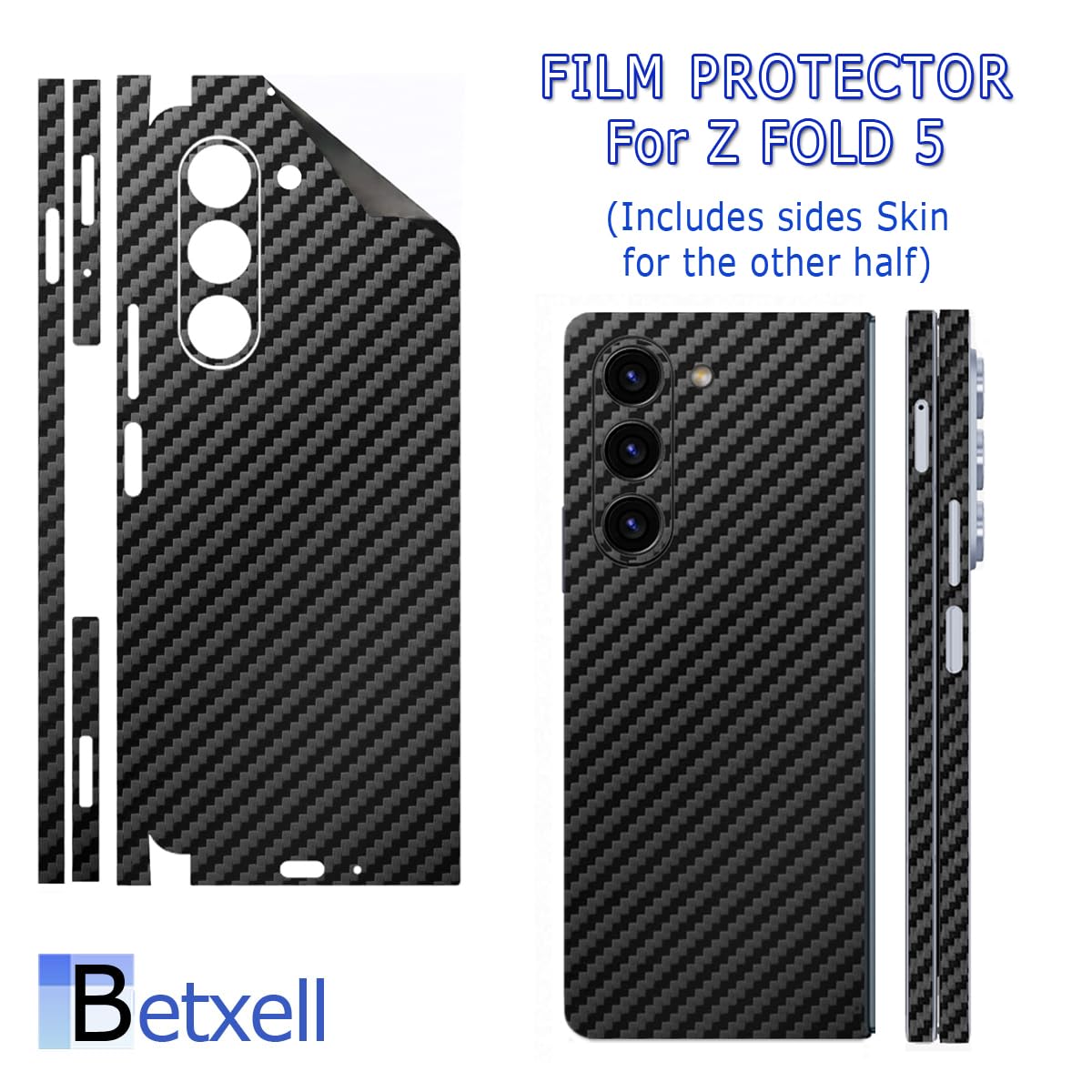 Z Fold 5 Skin 3M Folie Carbon Fiber - Schutzfolie Für Samsung Galaxy Z Fold 5